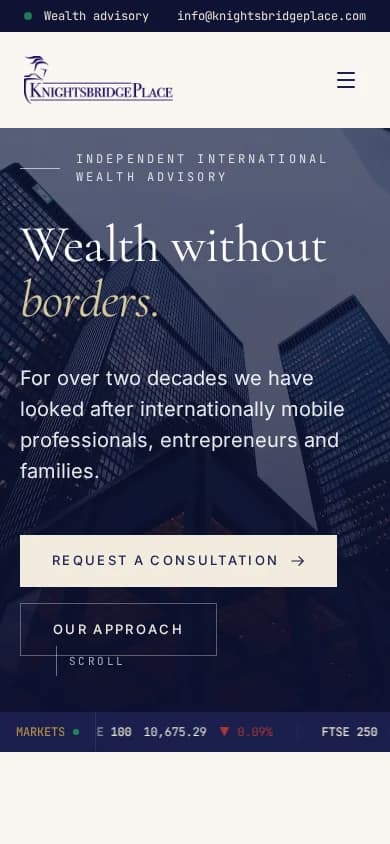 Knightsbridge Place’s actual mobile website