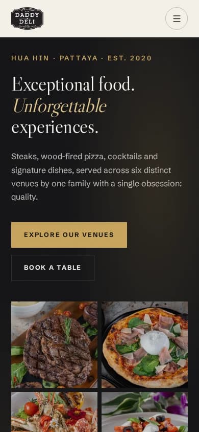 Daddy Deli’s actual mobile website