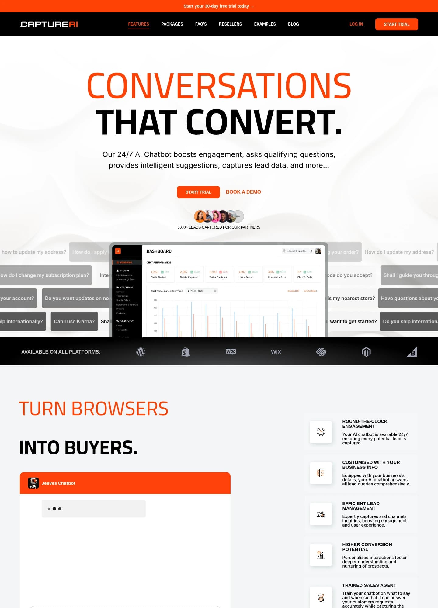 Capture AI desktop website, including the content below the hero
