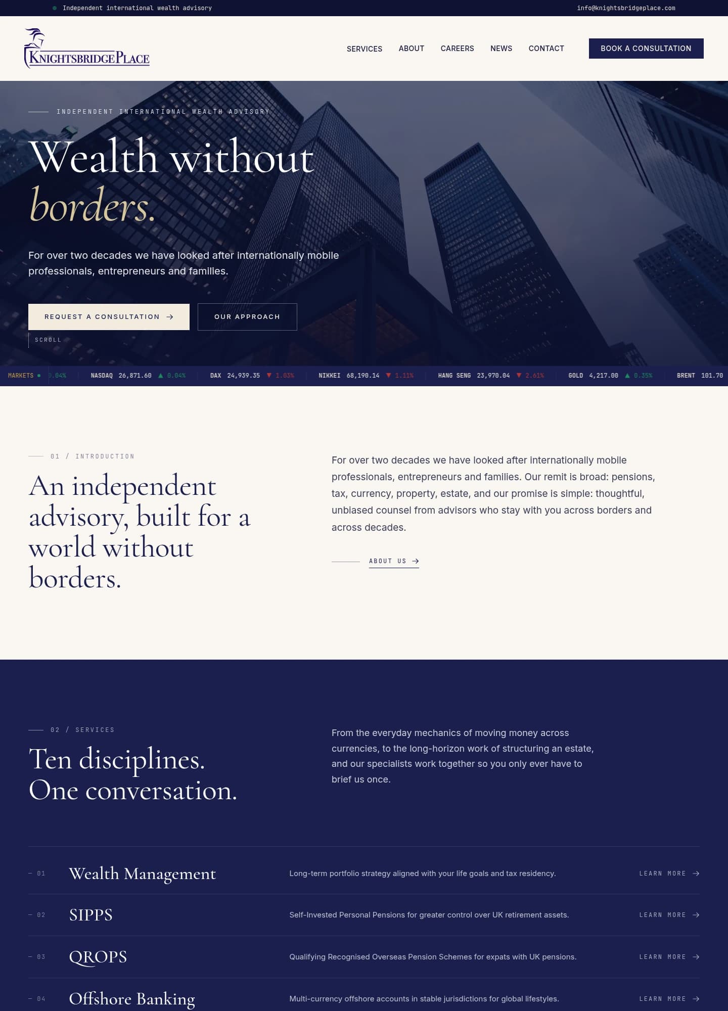 Knightsbridge Place’s website: editorial typography and architectural photography