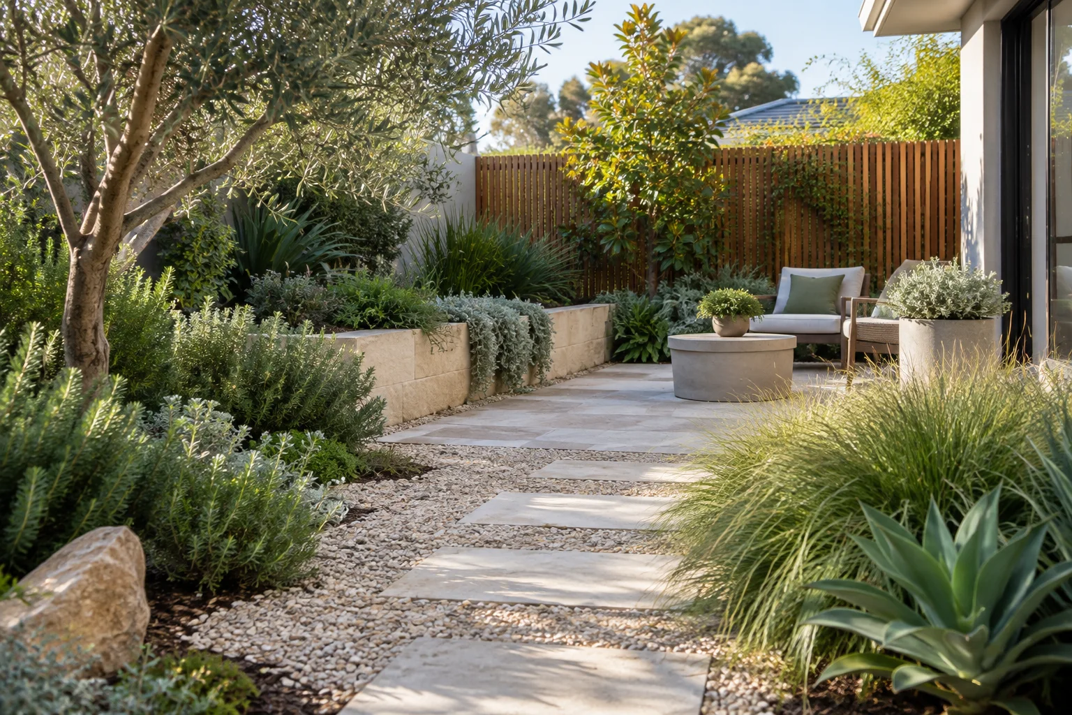 Illustrative Bloom and Stone garden design advertising creative