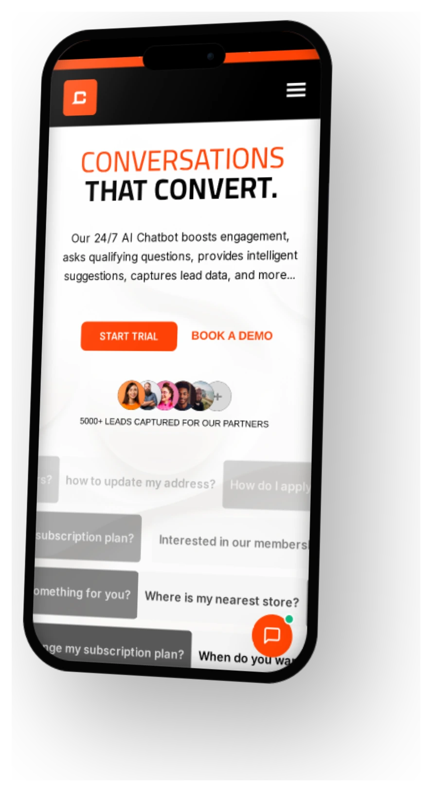 The responsive Capture AI website on a phone