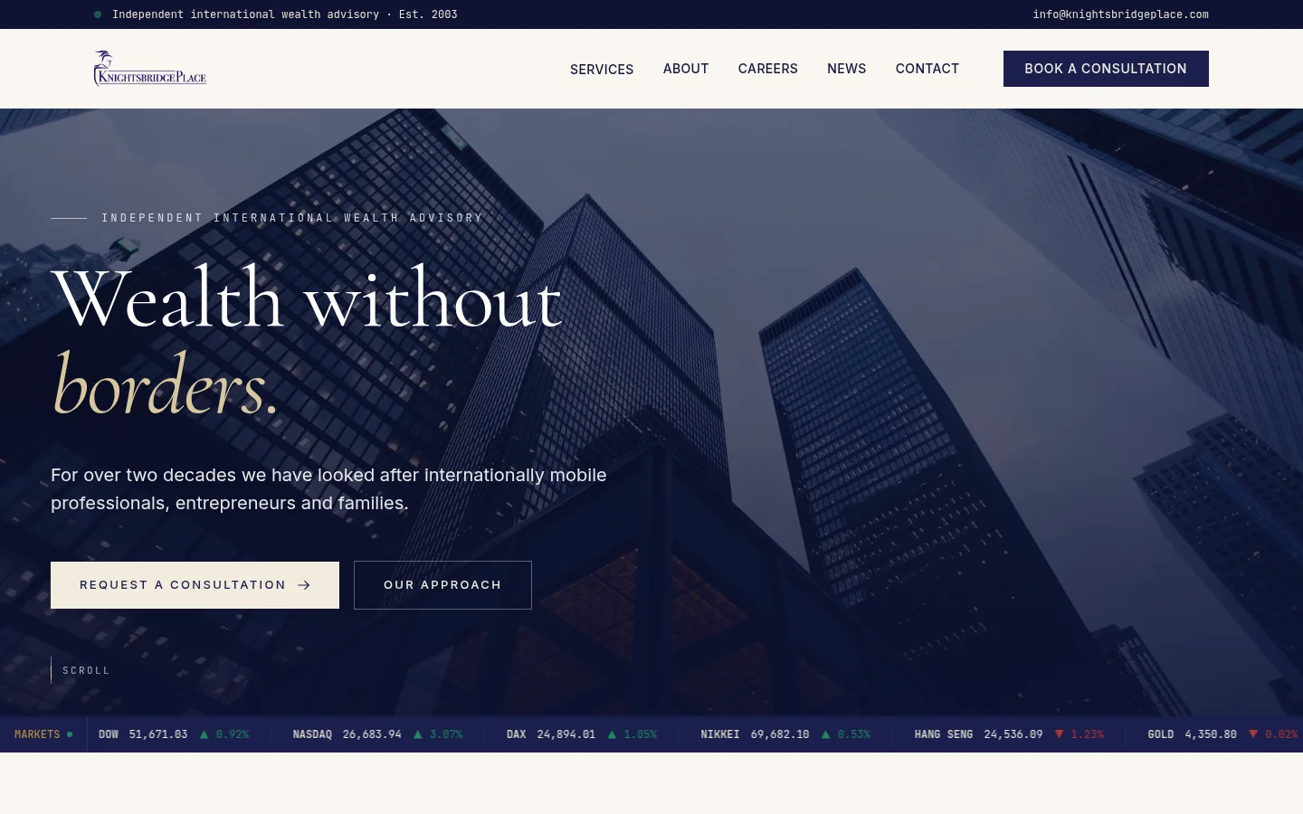 Knightsbridge Place — homepage of the AI-native site we built